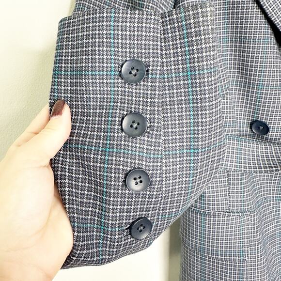 Jonathan Simkhai Womens Jacket Blazer Plaid Double Breasted Belted Blue Size 8 - Picture 5 of 7